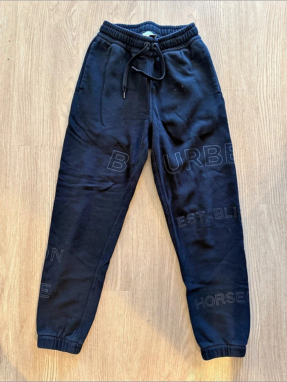 Burberry Horseferry Print Cotton Sweatpants Girls Black Jogger Pants